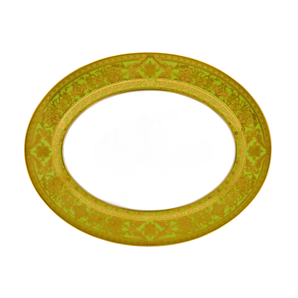 haviland-limoges-matignon-servierplatte-oval-apfelgr-n-gold image 1
