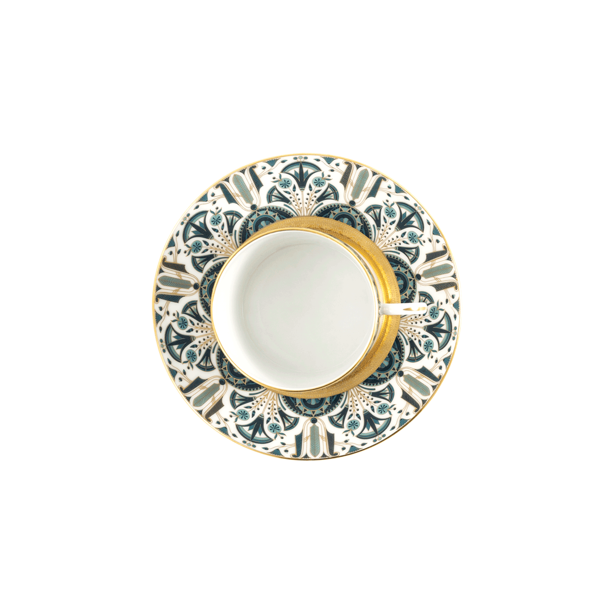 haviland-limoges-r-ves-du-nil-teetasse-mit-untertasse-gr-n-gold image 2