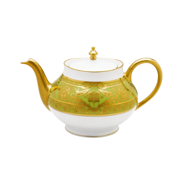haviland-limoges-matignon-kugel-teekanne-apfelgr-n-gold-porzellan image 1