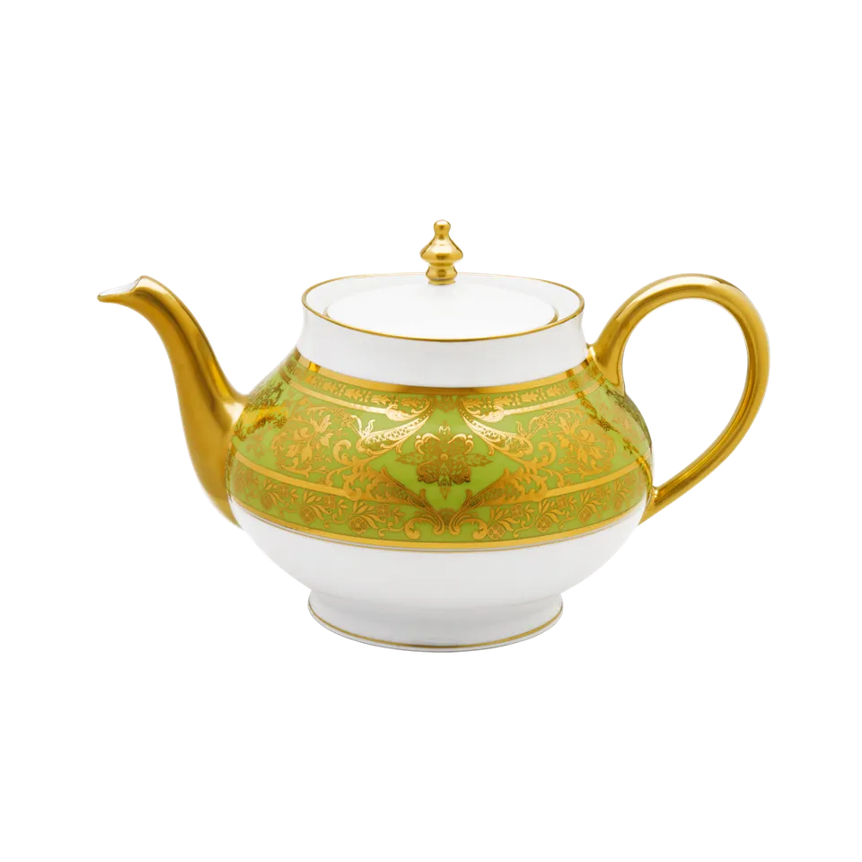 haviland-limoges-matignon-kugel-teekanne-apfelgr-n-gold-porzellan image 1