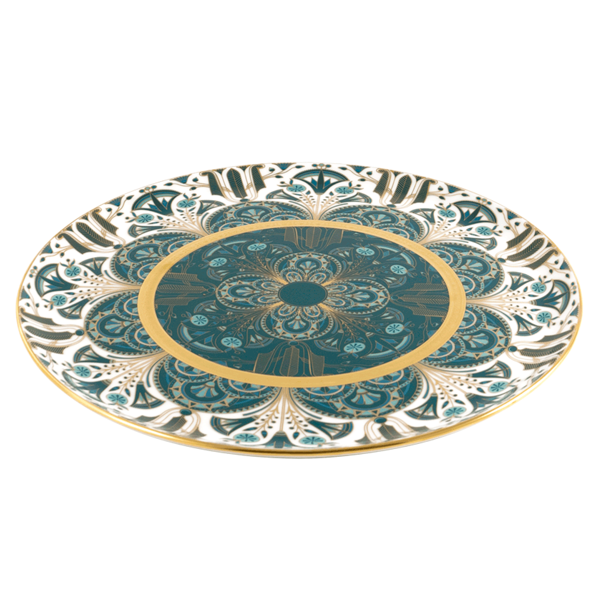 haviland-limoges-r-ves-du-nil-gr-n-gold-tortenplatte-porzellan image 2
