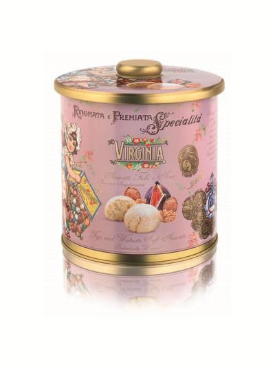 virginia-amaretti-fichi-e-noci-biscottiera-metallo-220g image 1