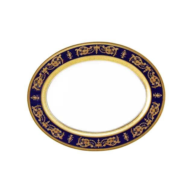 haviland-limoges-imp-rator-ovale-platte-four-blau-gold image 1