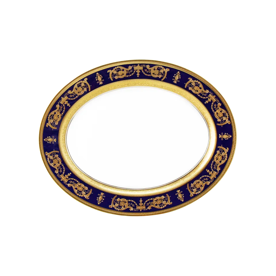 haviland-limoges-imp-rator-ovale-platte-four-blau-gold image 1