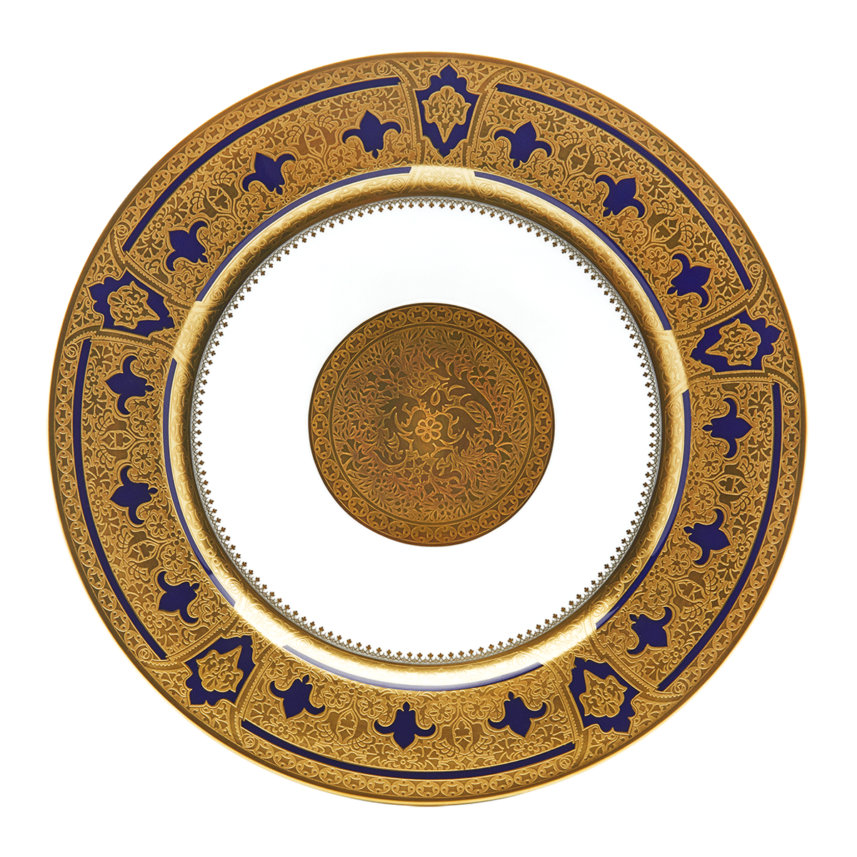 haviland-limoges-grand-apparat-bleu-de-four-or-assiette-d-ner image 1