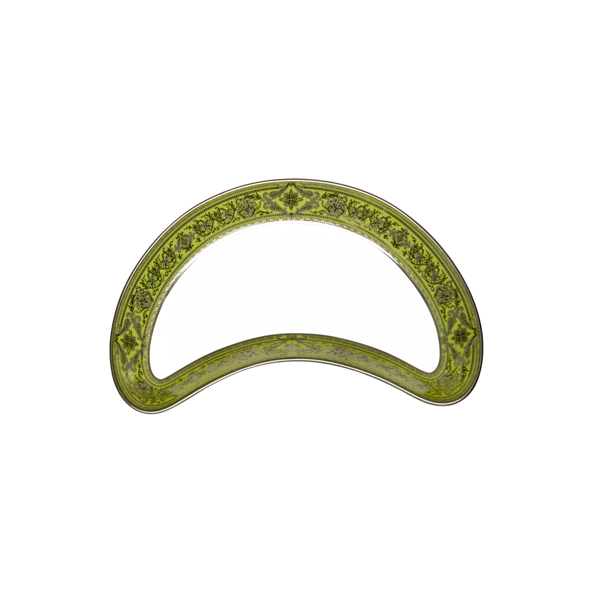 haviland-limoges-matignon-vert-pomme-platine-assiette-salade-demi-lune-halbmondt image 1