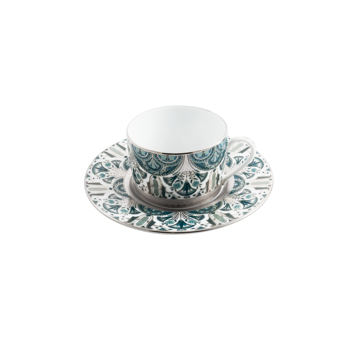haviland-limoges-r-ves-du-nil-vert-platine-tasse-und-untertasse-tee image 1