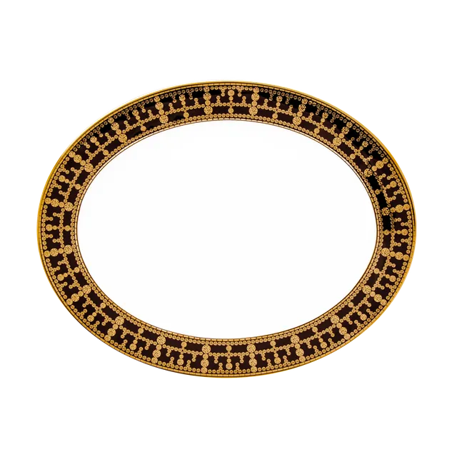 haviland-limoges-tiara-noir-or-plat-ovale image 1