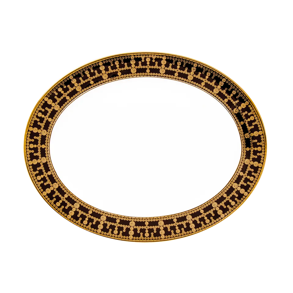 haviland-limoges-tiara-noir-or-plat-ovale image 1
