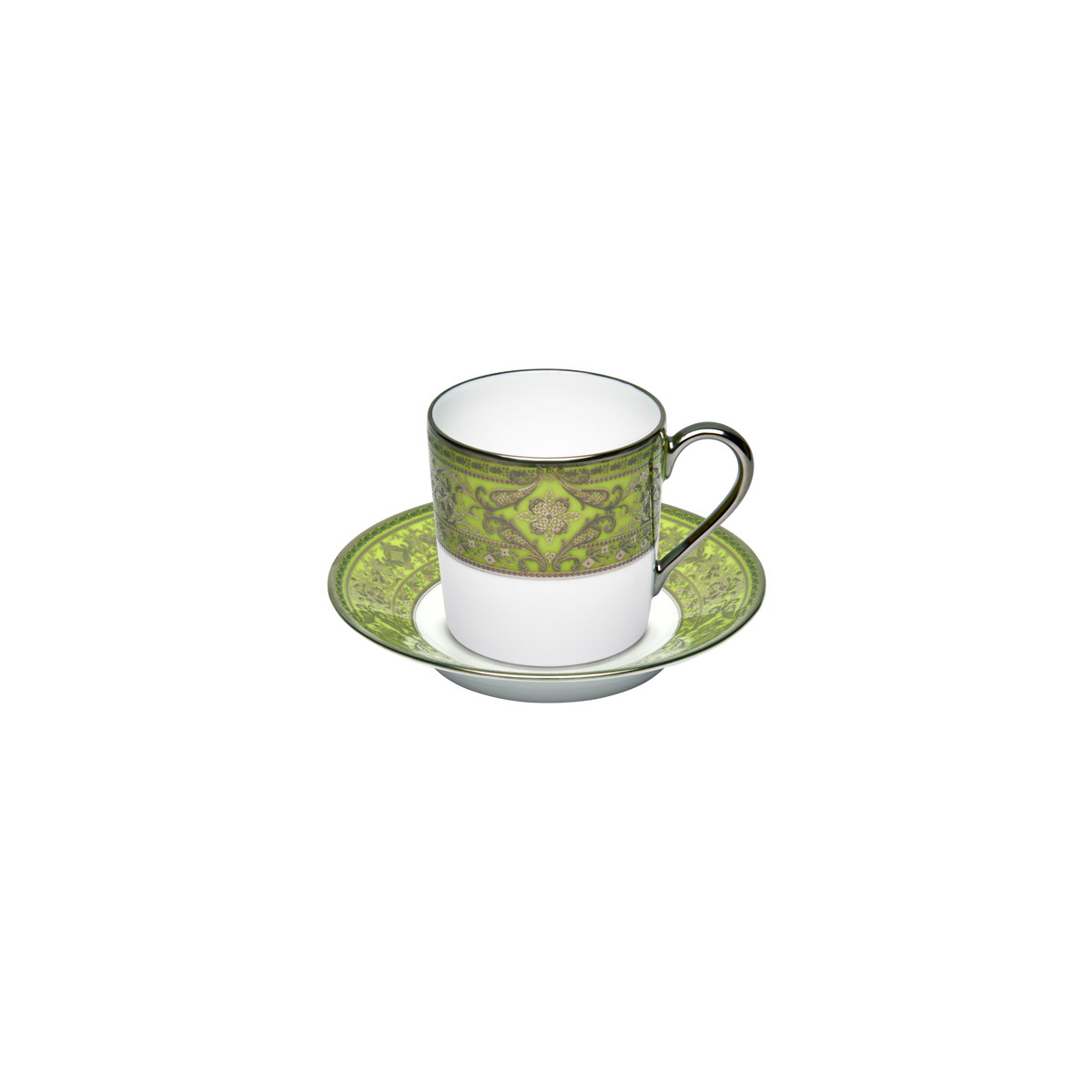 haviland-limoges-matignon-kaffeetasse-mit-untertasse-vert-pomme-platin image 1