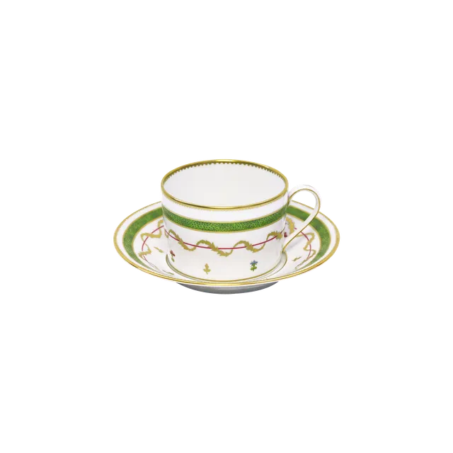 haviland-limoges-vieux-paris-vert-teetasse-mit-untertasse image 1