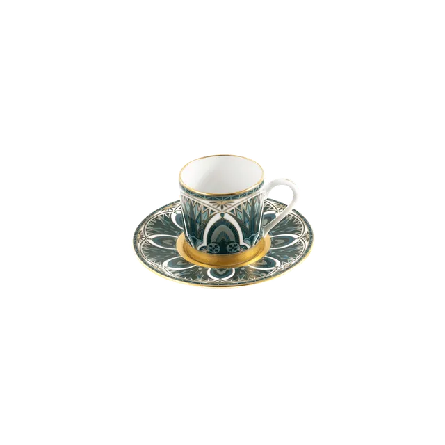 haviland-limoges-r-ves-du-nil-vert-or-kaffeetasse-mit-untertasse image 1