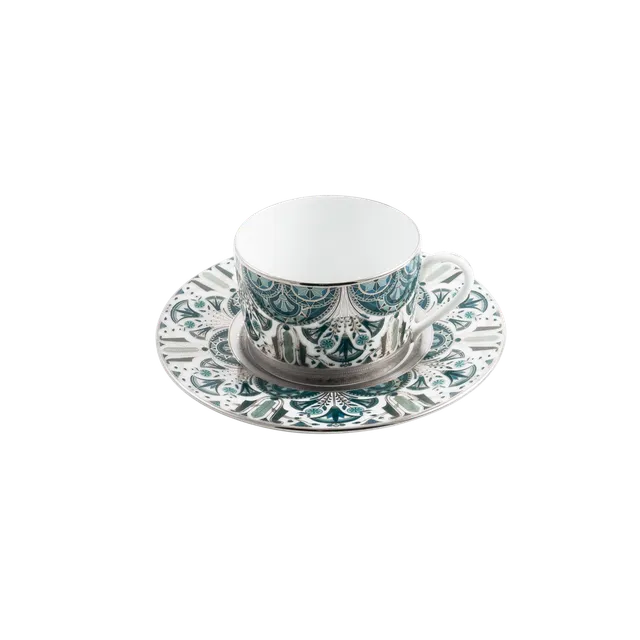 haviland-limoges-r-ves-du-nil-vert-platine-tasse-und-untertasse-tee image 1