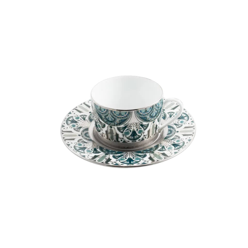 haviland-limoges-r-ves-du-nil-vert-platine-tasse-und-untertasse-tee image 1