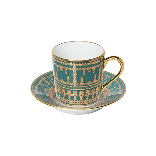 haviland-limoges-tiara-kaffeetasse-mit-untertasse-bleu-paon-or image 1