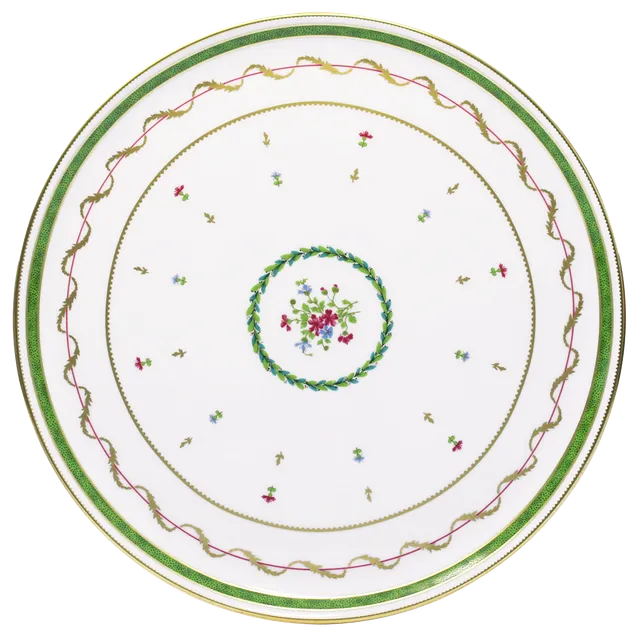 haviland-limoges-plat-tarte-vieux-paris-vert-tarteplatte image 1
