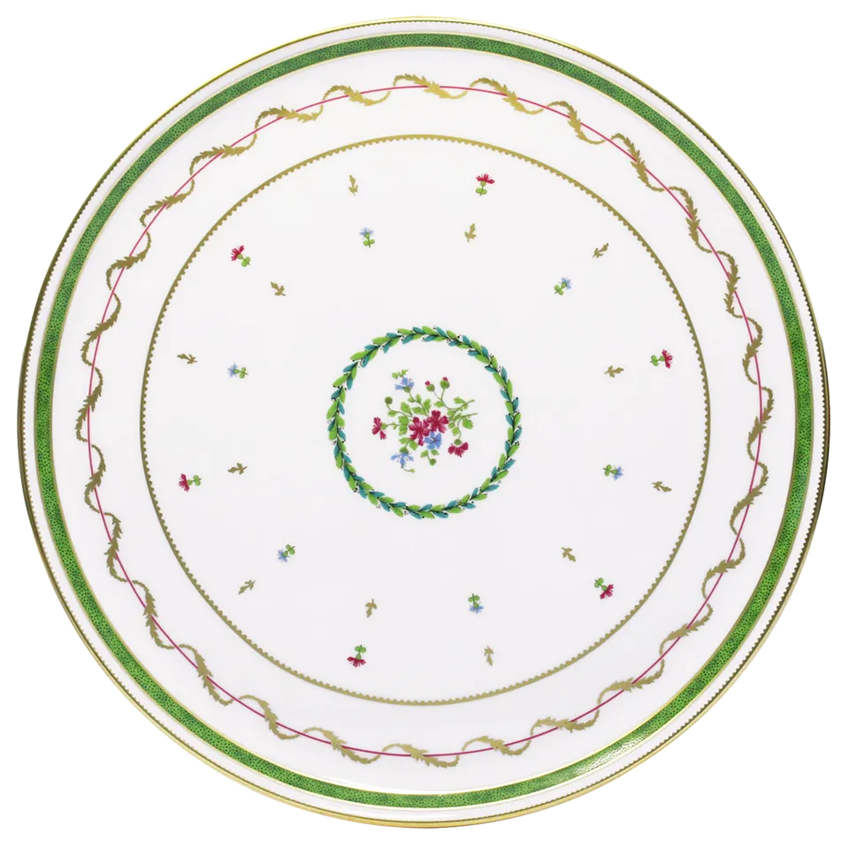 haviland-limoges-plat-tarte-vieux-paris-vert-tarteplatte image 1