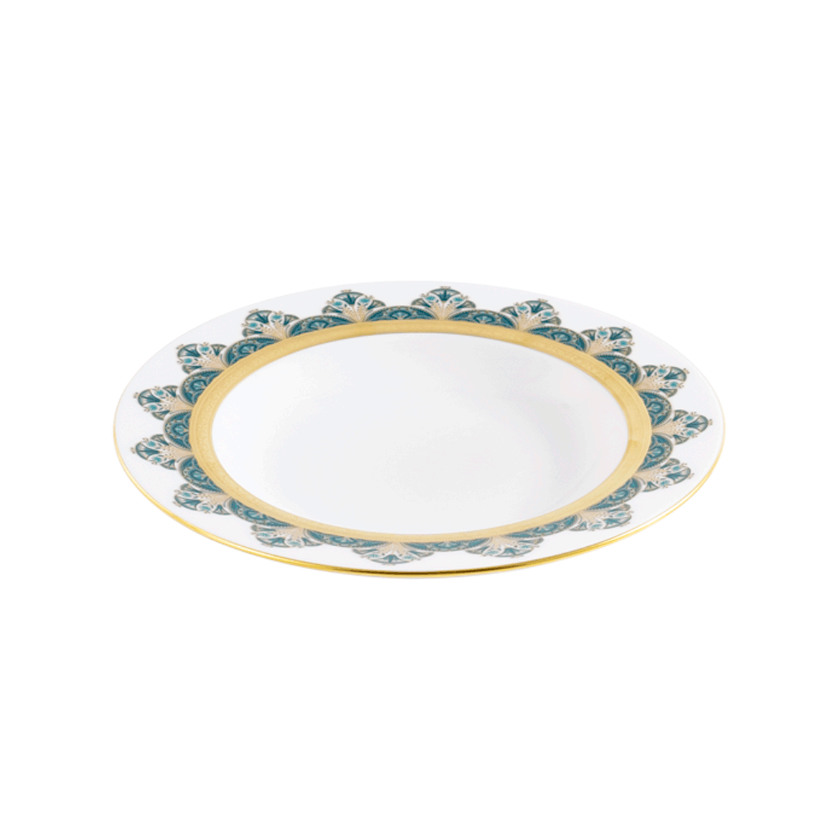haviland-limoges-r-ves-du-nil-assiette-creuse-aile-tiefer-teller-vert-or image 2