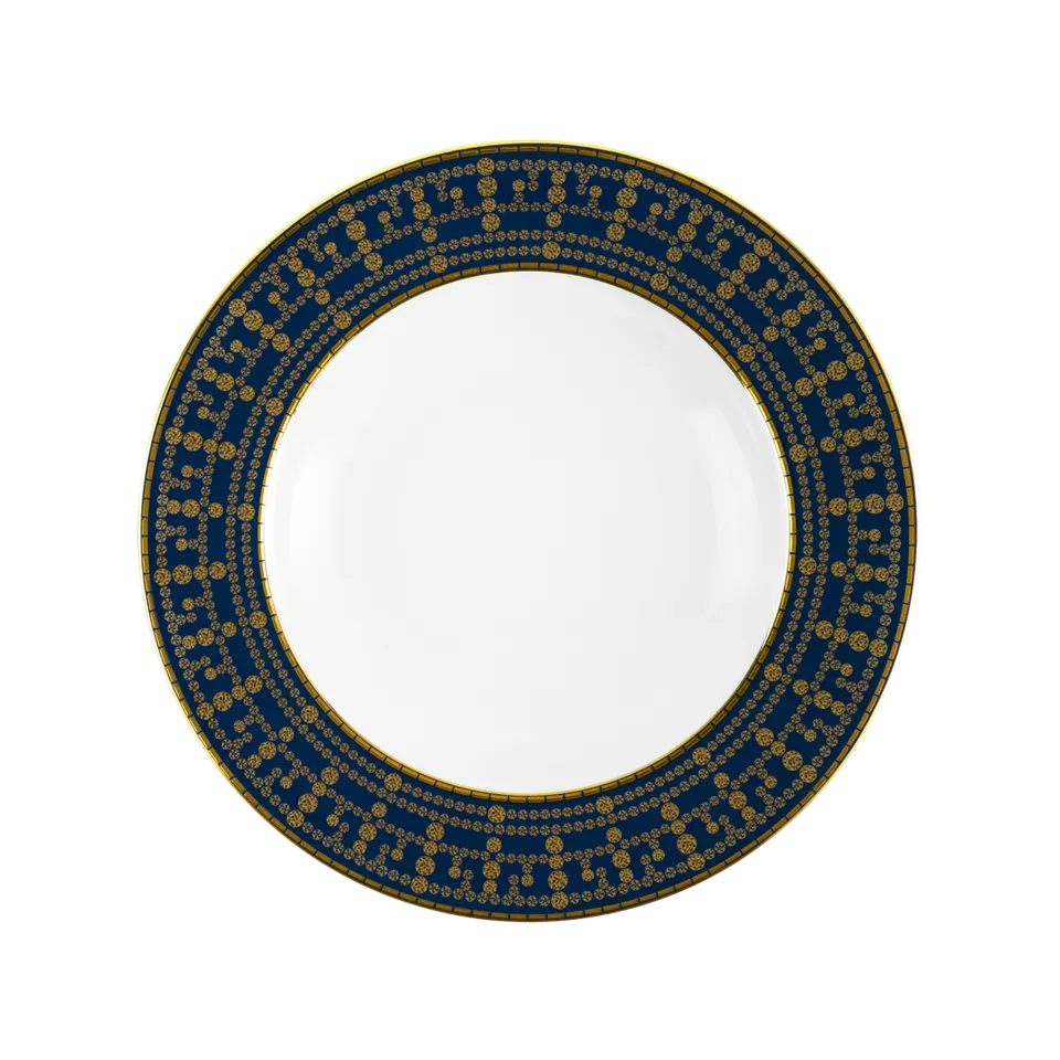 haviland-limoges-tiara-bleu-prusse-or-tiefer-teller-mit-fahne image 1