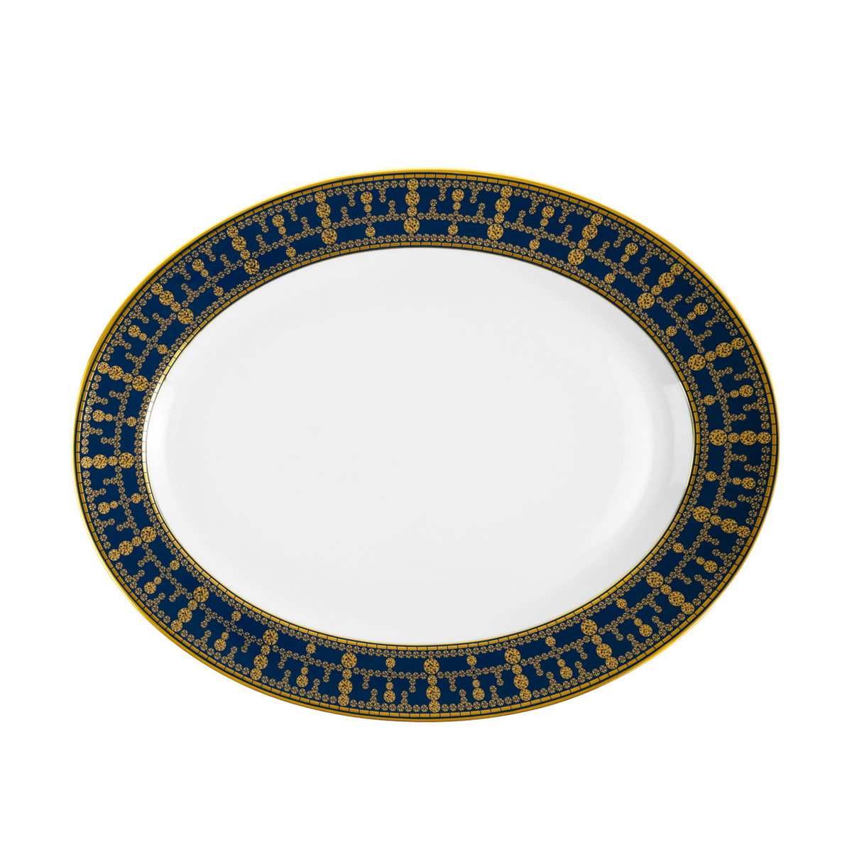 haviland-limoges-tiara-bleu-de-prusse-or-ovale-platte image 1