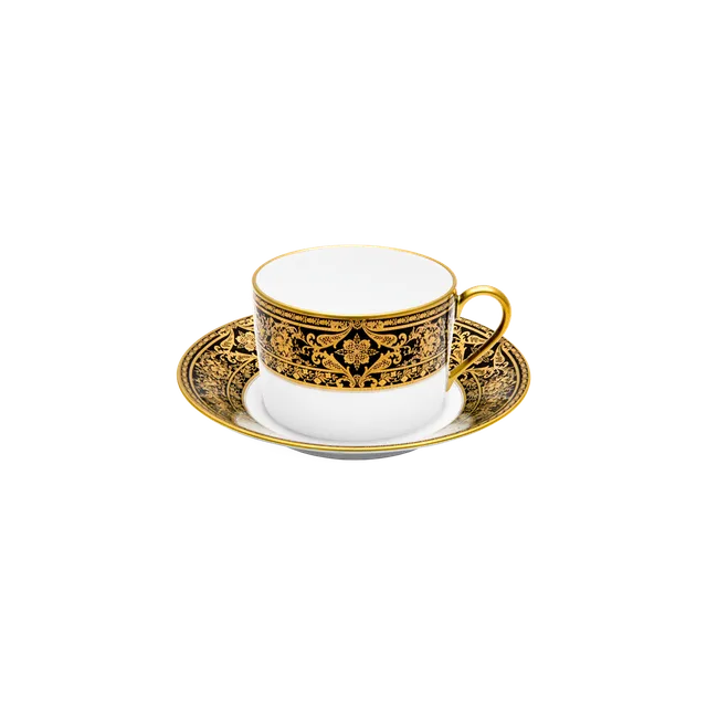 haviland-limoges-matignon-noir-or-teetasse-mit-untertasse image 1