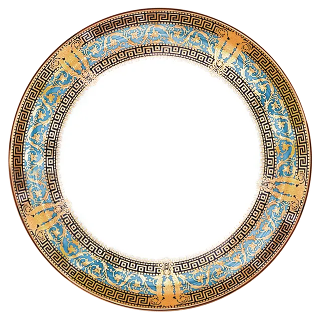 haviland-limoges-salon-murat-bleu-ciel-or-plat-tarte-tarteplatte image 1