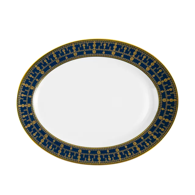 haviland-limoges-tiara-bleu-de-prusse-or-ovale-platte image 1