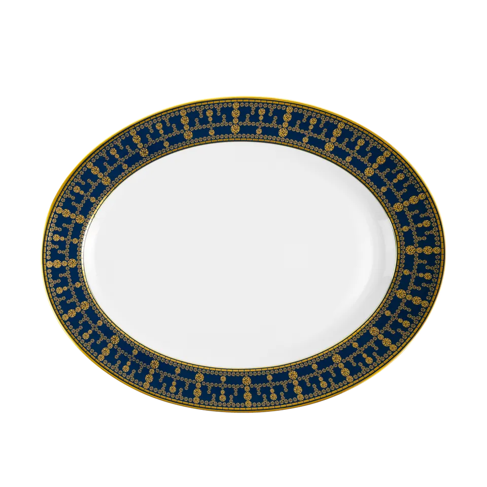 haviland-limoges-tiara-bleu-de-prusse-or-ovale-platte image 1