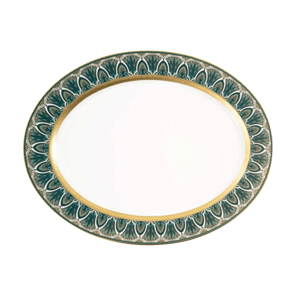 haviland-limoges-r-ves-du-nil-vert-plat-ovale-or image 1
