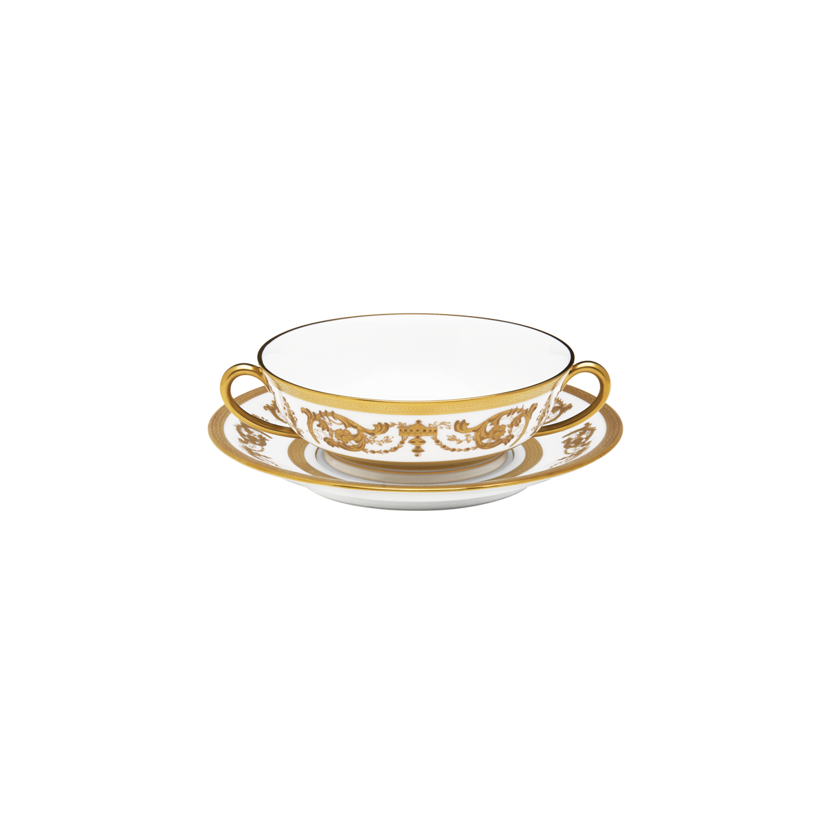 haviland-limoges-bol-bouillon-imp-rator-blanc-or-mit-untertasse image 1
