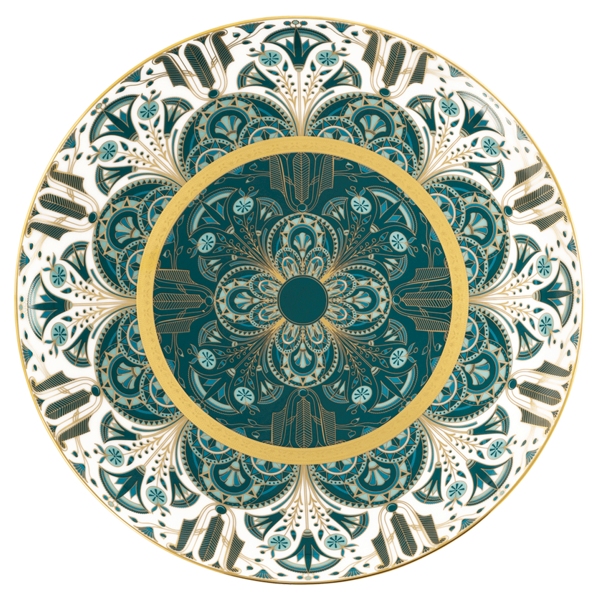 haviland-limoges-r-ves-du-nil-gr-n-gold-tortenplatte-porzellan image 1