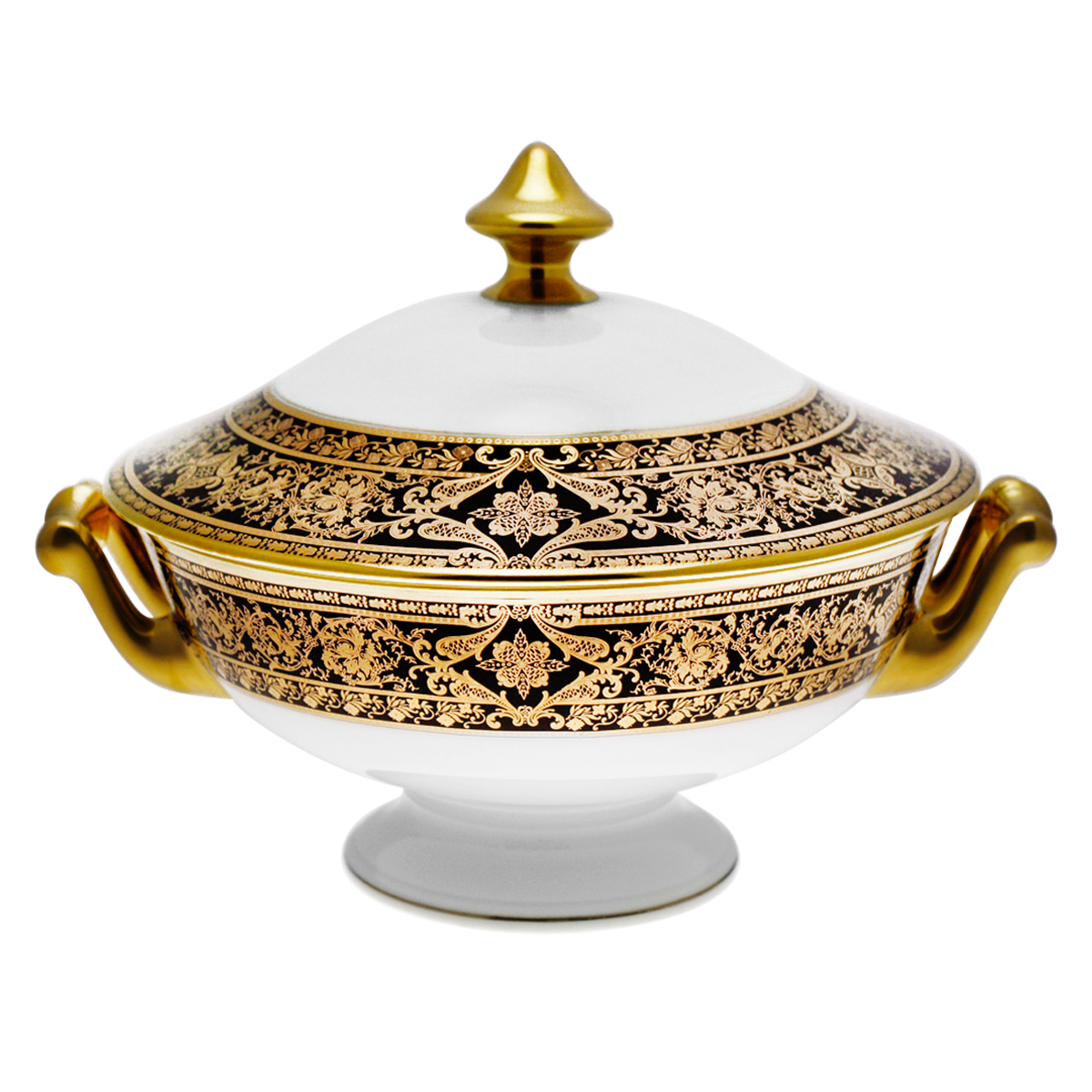 haviland-limoges-soupi-re-matignon-noir-or image 1