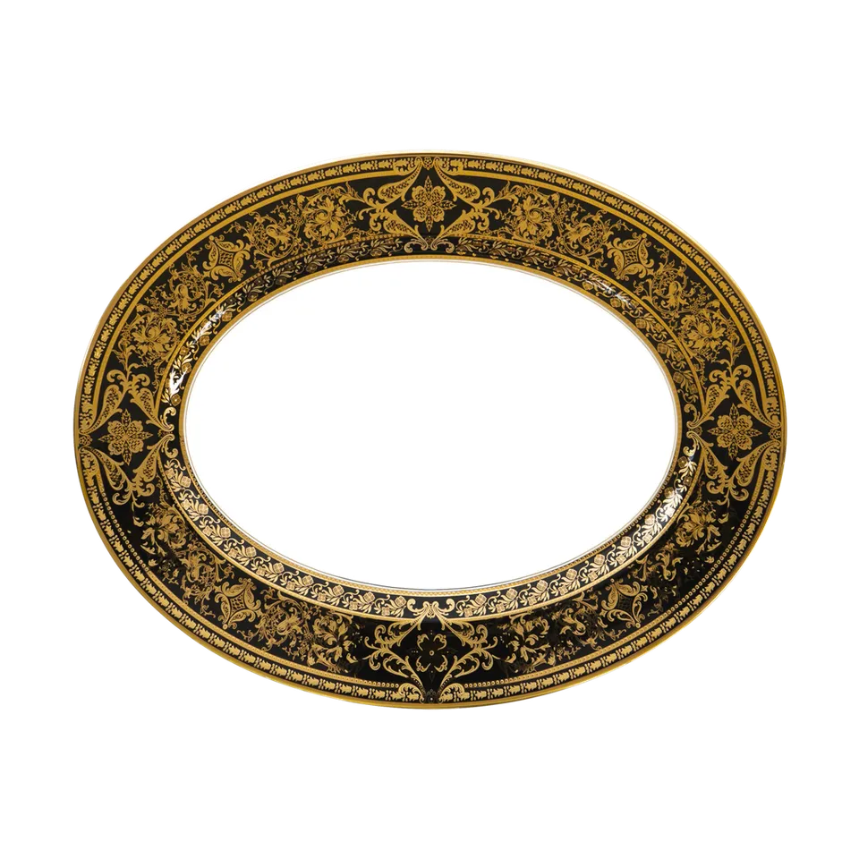 haviland-limoges-matignon-noir-or-ovale-platte image 1