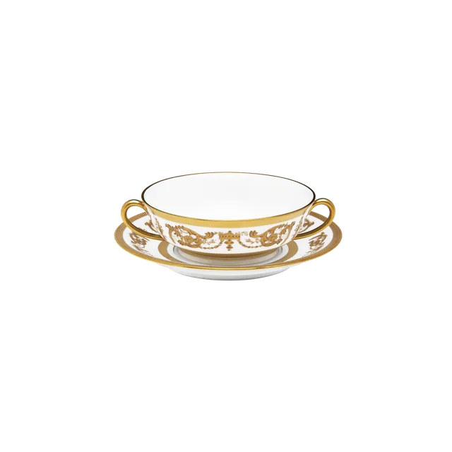 haviland-limoges-bol-bouillon-imp-rator-blanc-or-mit-untertasse image 1