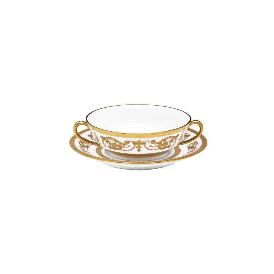 haviland-limoges-bol-bouillon-imp-rator-blanc-or-mit-untertasse image 1