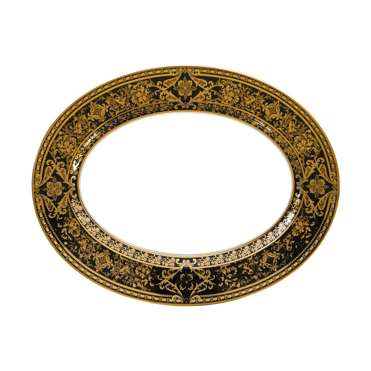 haviland-limoges-matignon-noir-or-ovale-platte image 1