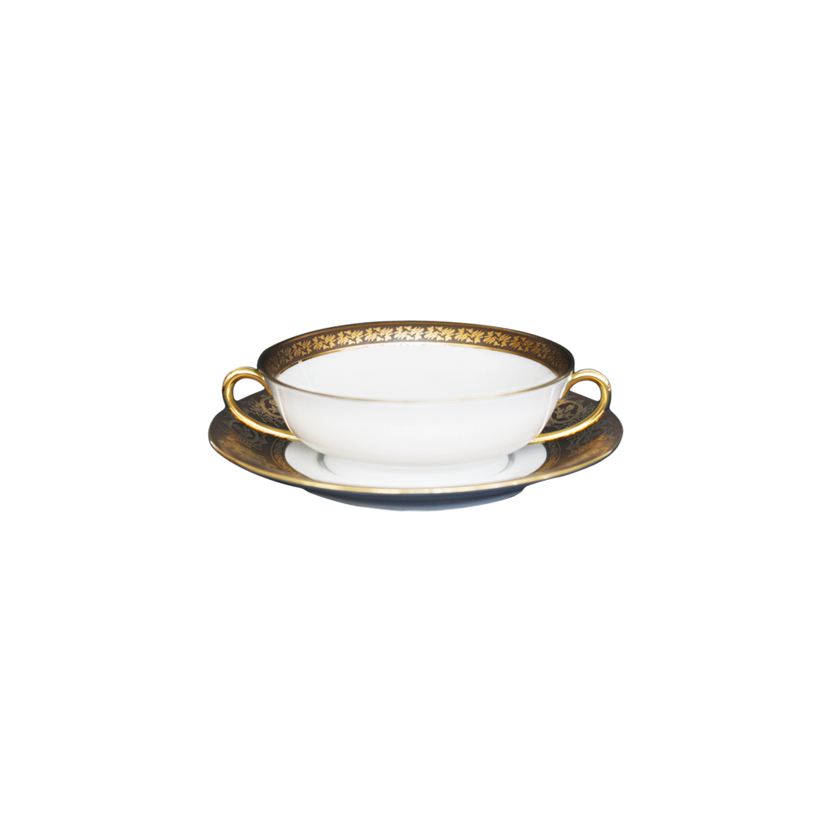 haviland-limoges-bouillon-schale-mit-untertasse-ritz-imp-rial-bronze-ritz-paris image 1