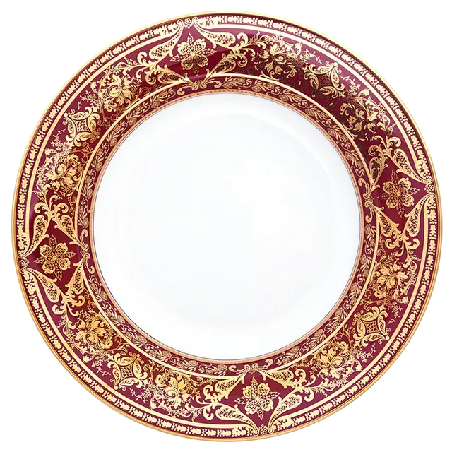 haviland-limoges-matignon-cerise-gold-tiefe-runde-platte-serviersch-ssel image 1