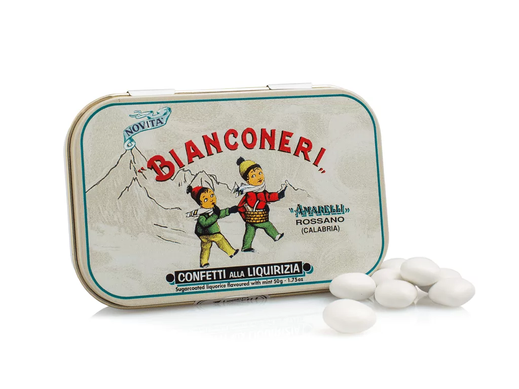 amarelli-bianconeri-lakritz-dragees-minze-50g image 1