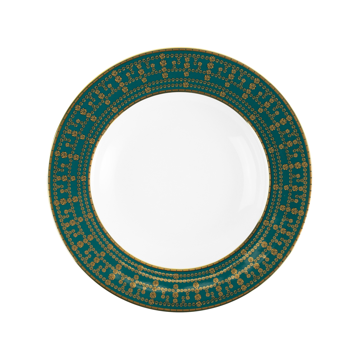 haviland-limoges-assiette-creuse-tiara-bleu-paon-or image 1