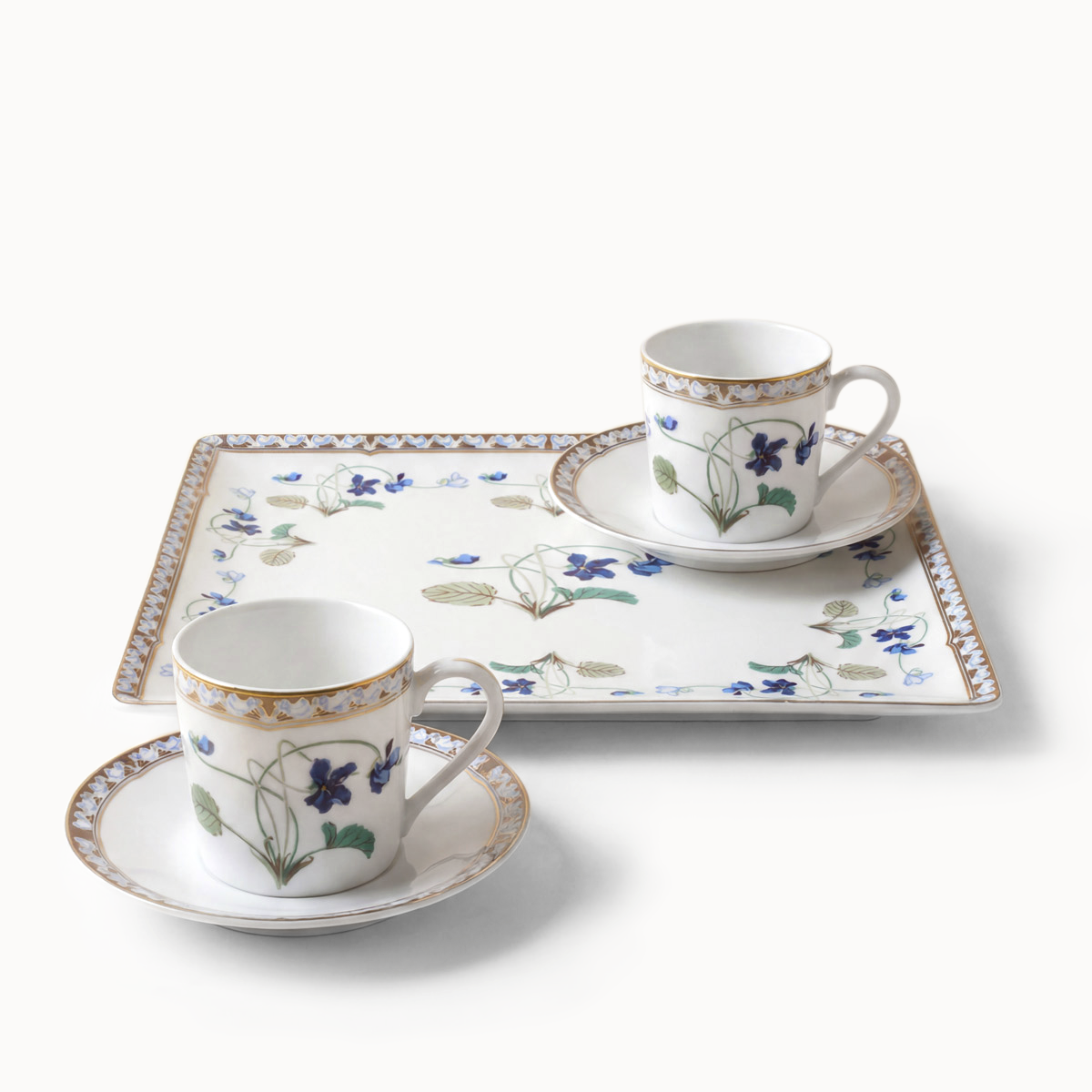 haviland-limoges-imp-ratrice-eug-nie-tablett-mit-2-kaffee-tassen image 1