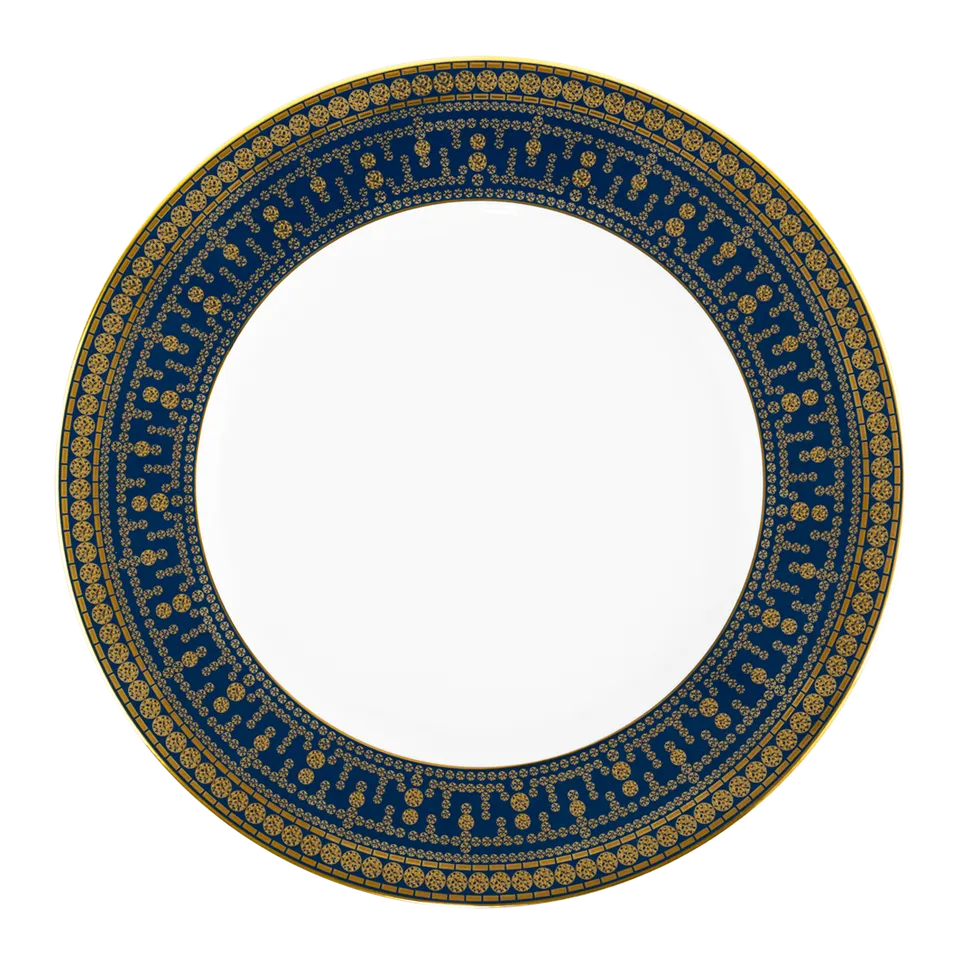 haviland-limoges-tiara-bleu-prusse-speiseteller-mit-goldrand image 1