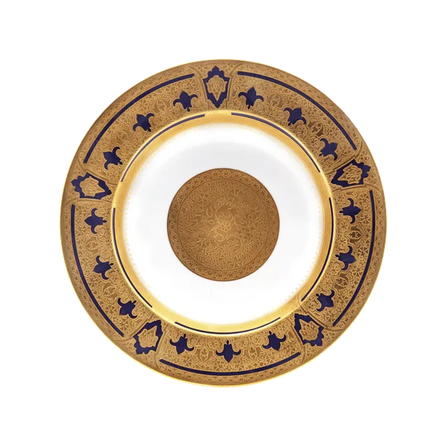 haviland-limoges-grand-apparat-bleu-de-four-or-suppenteller image 1