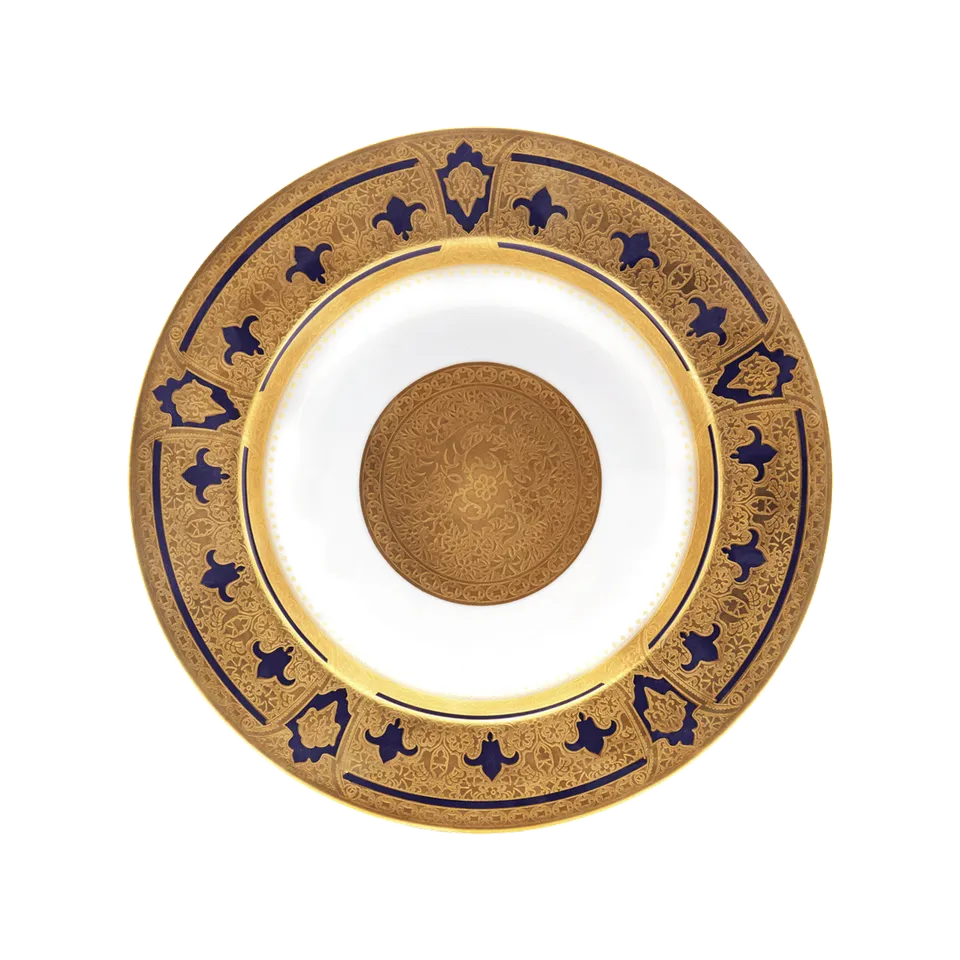 haviland-limoges-grand-apparat-bleu-de-four-or-suppenteller image 1