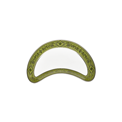 haviland-limoges-matignon-vert-pomme-platine-assiette-salade-demi-lune-halbmondt image 2