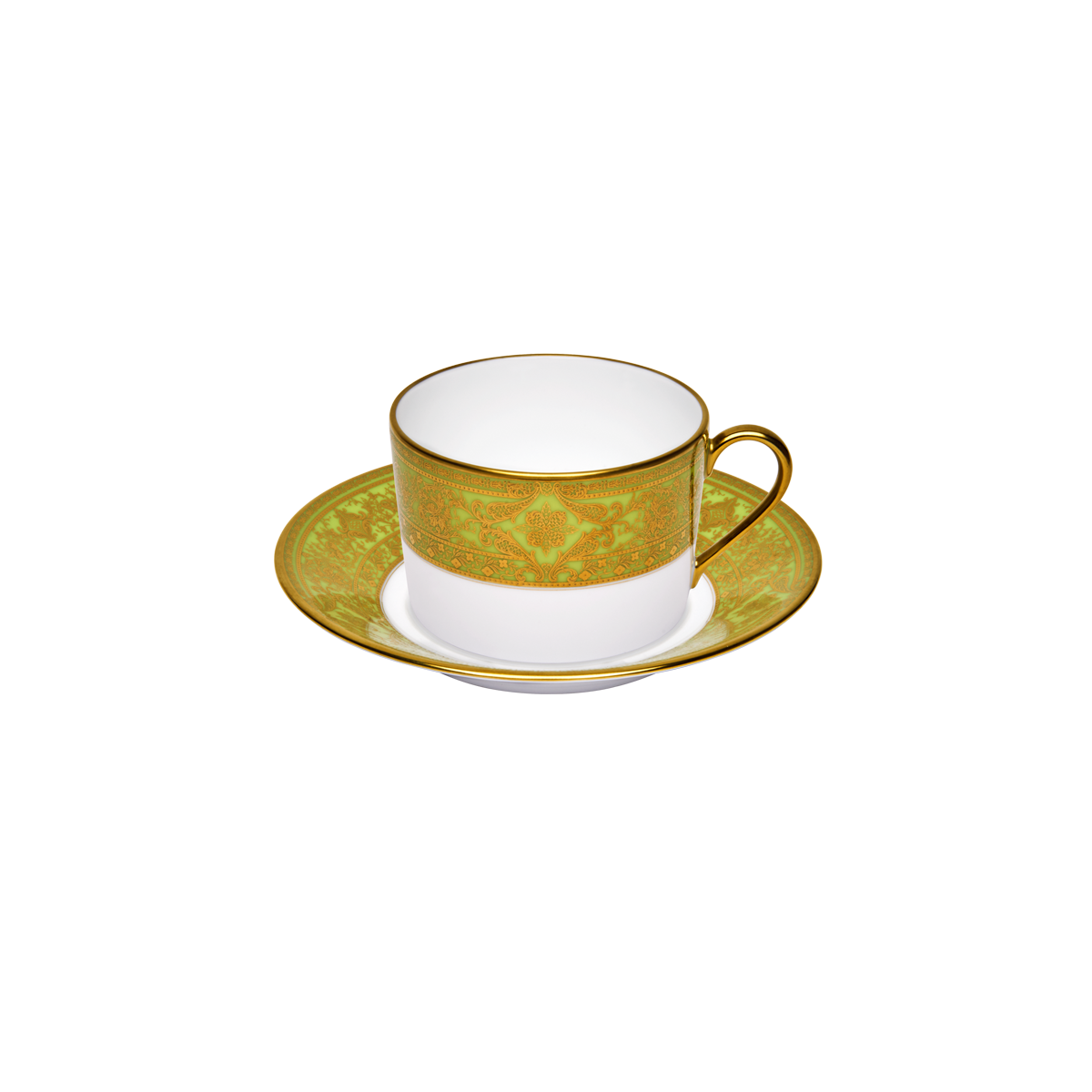 haviland-limoges-matignon-teetasse-mit-untertasse-apfelgr-n-gold image 1
