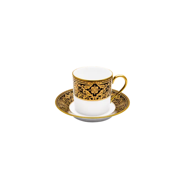 haviland-limoges-matignon-noir-or-kaffee-tasse-mit-untertasse image 1