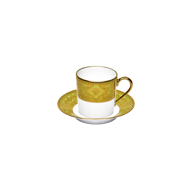 haviland-limoges-matignon-vert-pomme-or-tasse-mit-untertasse-caf image 1