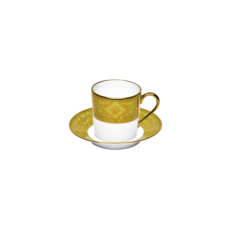 haviland-limoges-matignon-vert-pomme-or-tasse-mit-untertasse-caf image 1
