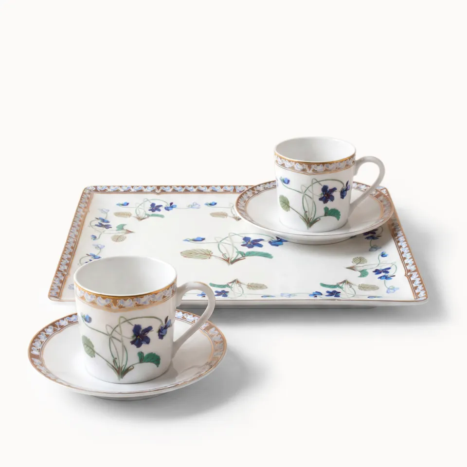 haviland-limoges-imp-ratrice-eug-nie-tablett-mit-2-kaffee-tassen image 1